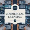 Professional banner showcasing Envato Elements' easy commercial licensing with workspace background.