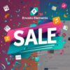 Vibrant sale banner for Envato Elements featuring creative digital assets and confetti.