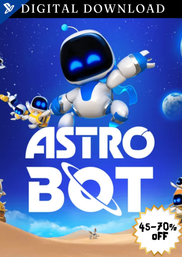 Astro Bot character jumping through a colorful 3D platforming level on PlayStation 5