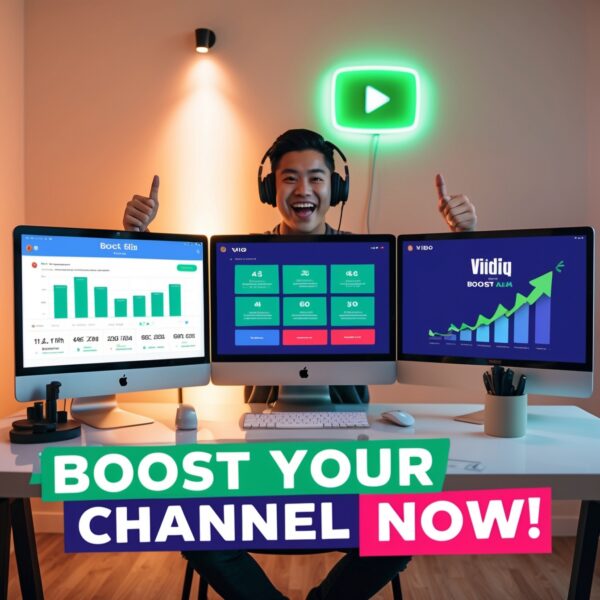 Content creator using VidIQ Boost Plan for channel optimization