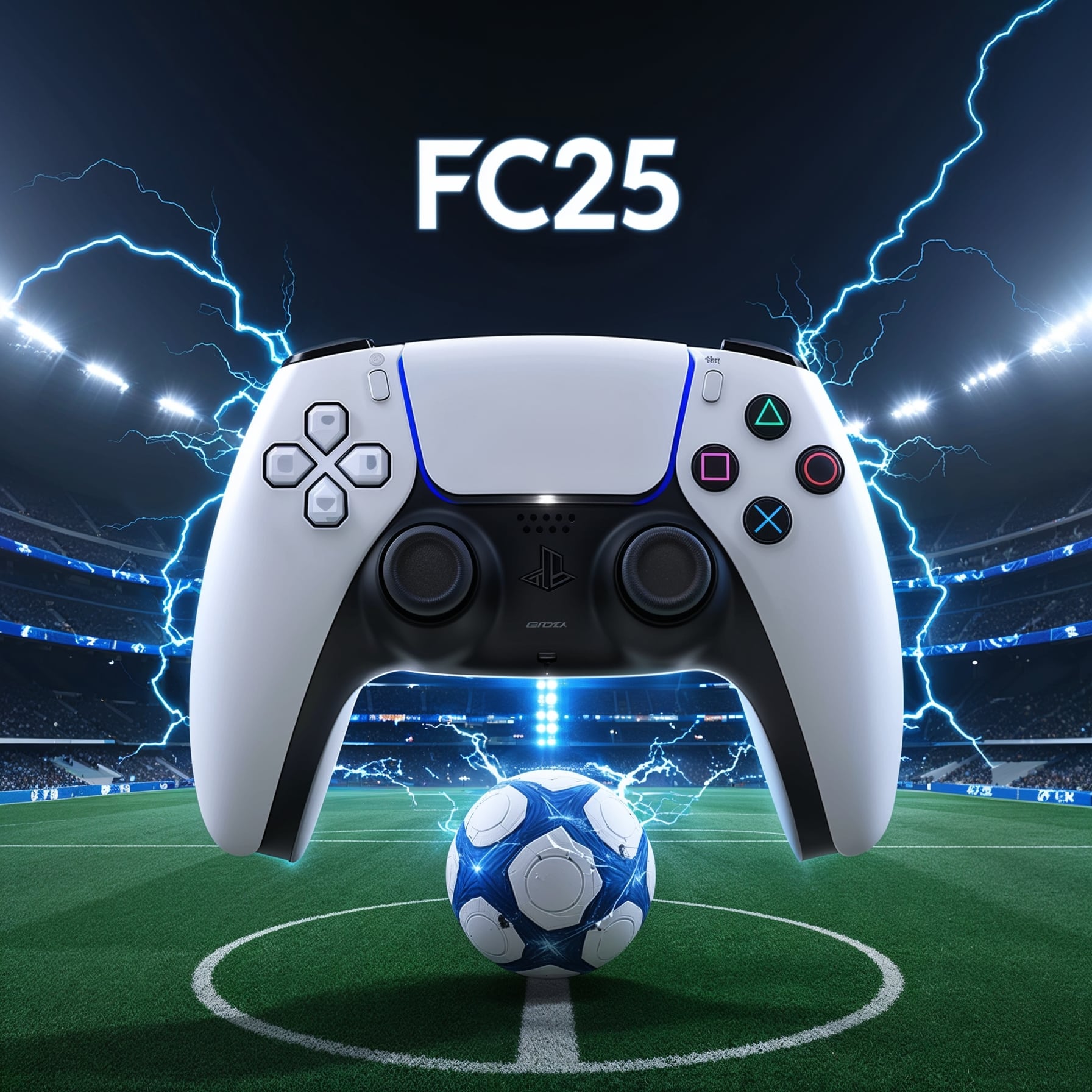 FC25 PS5 Digital Download gameplay screenshot featuring hyper-realistic football match