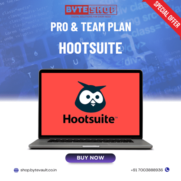 Hootsuite Premium Plan interface on laptop showcasing key features