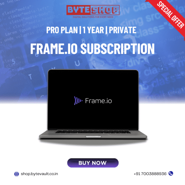 Frame.io Pro subscription interface on laptop