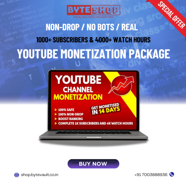 YouTube Monetization Package with 1000 Subscribers and 4000 Watch Hours