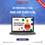 Make.com Teams Plan subscription on laptop showcasing key features