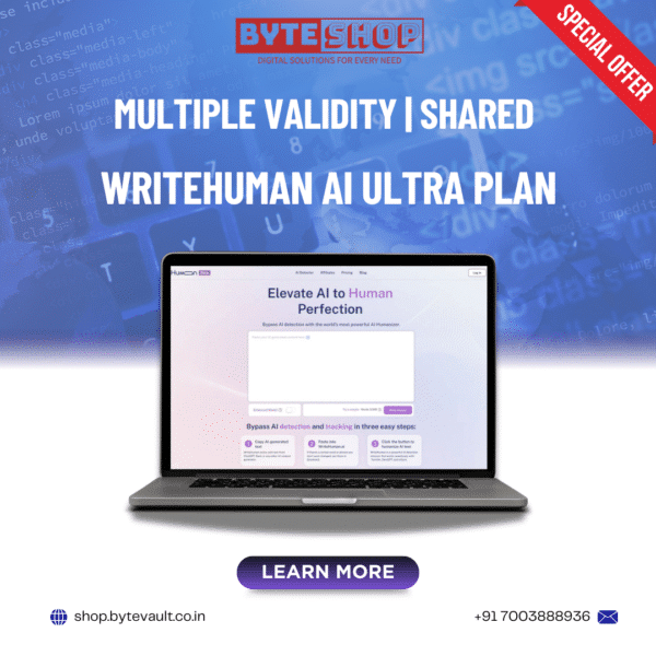 WriteHuman AI Ultra Plan dashboard showcasing humanized AI rewriting features.