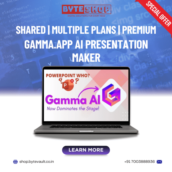 Gamma.app AI Presentation Slides Premium interface on laptop