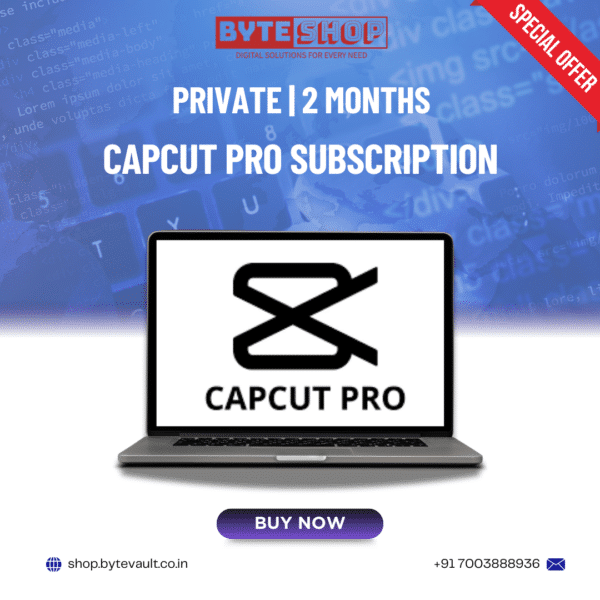 Capcut Pro Subscription Private 2-Month Access, full premium features.