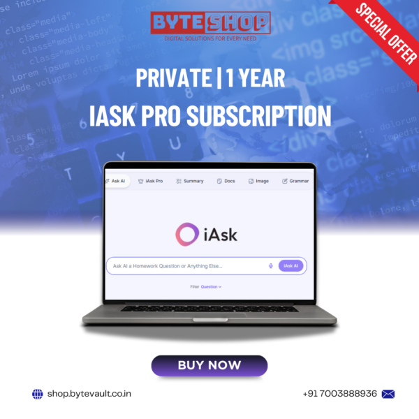 iAsk Pro 1-Year Subscription – advanced AI tools for document insights and image generation.