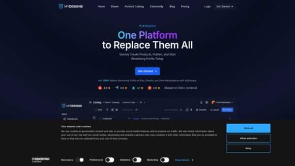 Mydesigns.io Pro Dashboard with AI Tools