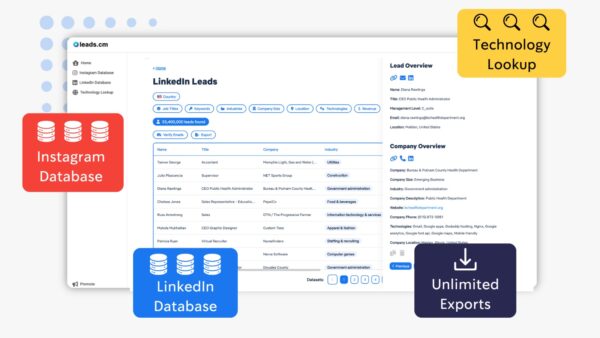 Leads.cm B2B Lead Dashboard Interface