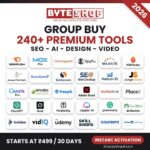 Group Buy SEO Tools 2026 by ByteShop — 240+ premium SEO, AI, design and video tools from ₹499 per 30 days